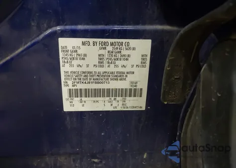 2015 Ford Edge Sel из США, поврежденный, VIN 2FMTK4J81FBB00713